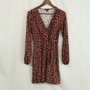QED London Women’s Animal Print Wrap Dress Long Sleeve UK 10 (US 6)